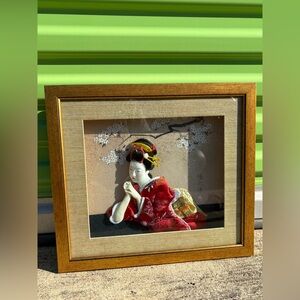 Framed Geisha Art with Red Kimono 🚨SOLD🚨